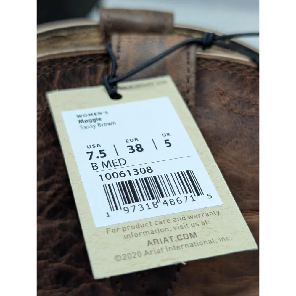 Ariat Maggie Sassy Women's Brown Leather Western Classic Cowboy Boots 7.5 M New
